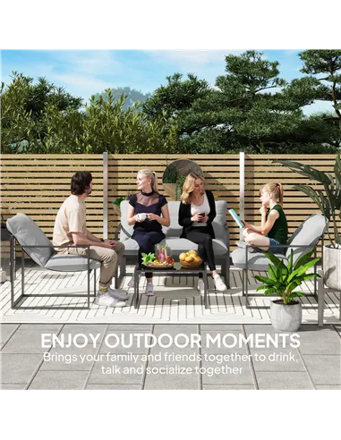 Outsunny Four-Piece Relaxed Back Garden Dining Set - Black/Light Grey