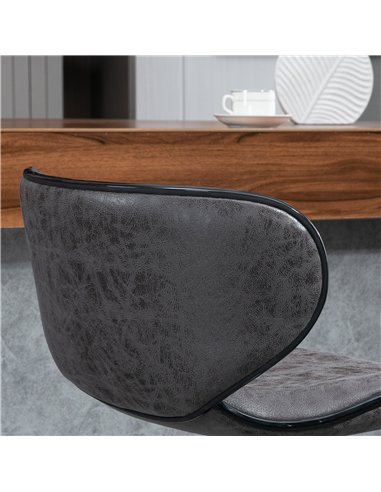 HOMCOM Adjustable Bar Stools Set of 2, Swivel Leathaire Upholstered Barstools with Large Seat, Breakfast Bar Chairs with Back, F