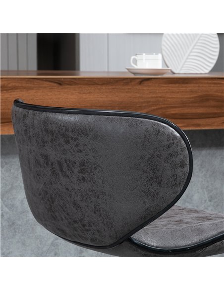 HOMCOM Adjustable Bar Stools Set of 2, Swivel Leathaire Upholstered Barstools with Large Seat, Breakfast Bar Chairs with Back, F