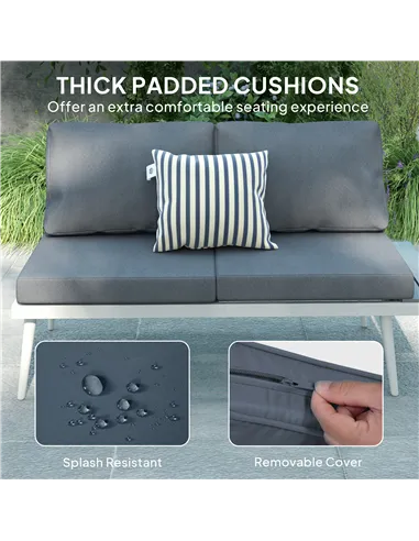 Outsunny 3 Piece Garden Furniture Set with 5-Level Adjustable Lounger, L Shaped Garden Corner Sofa with Cushions, Mesh Seat, Sla