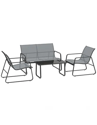Outsunny Four-Piece Minimalistic Garden Sofa Set - Light Grey