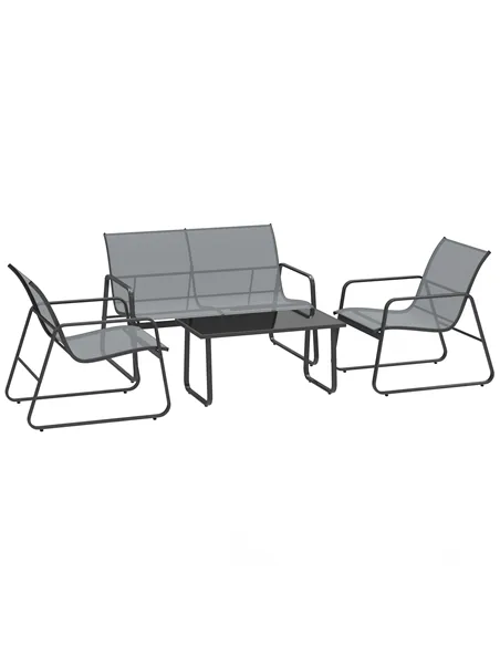 Outsunny Four-Piece Minimalistic Garden Sofa Set - Light Grey