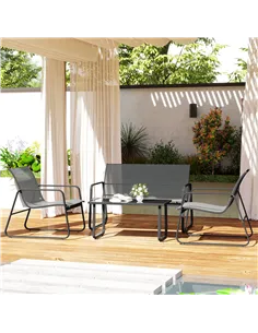 Outsunny Four-Piece Minimalistic Garden Sofa Set - Light Grey 2