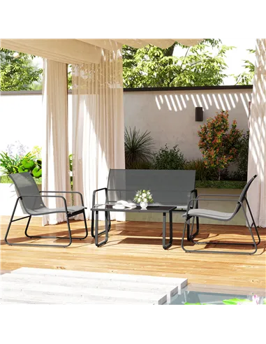 Outsunny Four-Piece Minimalistic Garden Sofa Set - Light Grey