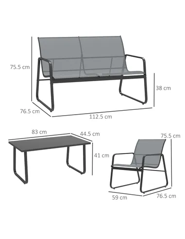 Outsunny Four-Piece Minimalistic Garden Sofa Set - Light Grey