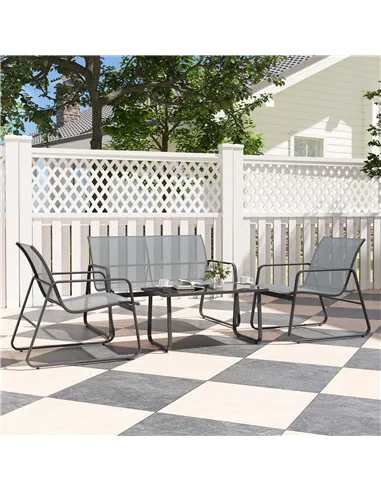 Outsunny Four-Piece Minimalistic Garden Sofa Set - Light Grey