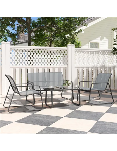 Outsunny Four-Piece Minimalistic Garden Sofa Set - Light Grey