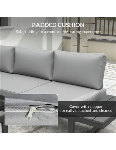 Outsunny 4 Pieces Garden Furniture Set, 5-Level Reclining Garden Corner Sofa Set, Outdoor Lounge Conversation Sectional with Cus