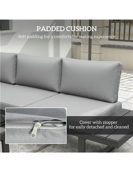 Outsunny 4 Pieces Garden Furniture Set, 5-Level Reclining Garden Corner Sofa Set, Outdoor Lounge Conversation Sectional with Cus