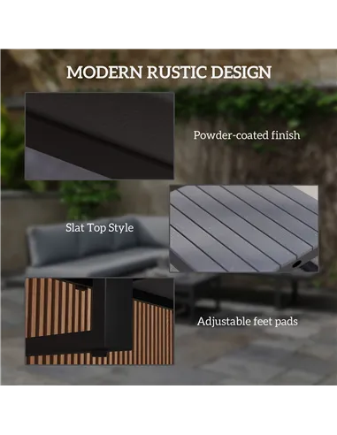 Outsunny 4 Pieces Garden Furniture Set, 5-Level Reclining Garden Corner Sofa Set, Outdoor Lounge Conversation Sectional with Cus