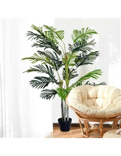 Outsunny 2 Ball Topiary Tree in Pot for Home Decor, Artificial Plant for Home Office, Living Room Decor, Dark Green 2
