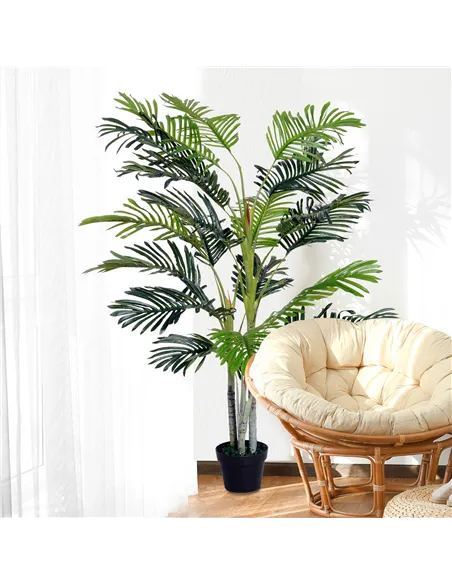 Outsunny 2 Ball Topiary Tree in Pot for Home Decor, Artificial Plant for Home Office, Living Room Decor, Dark Green