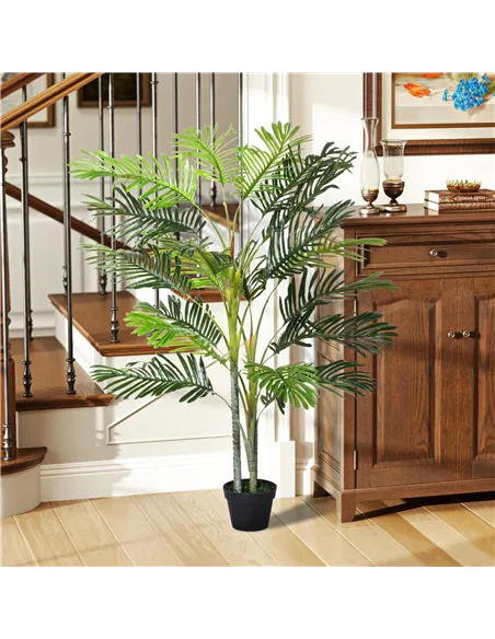 Outsunny 2 Ball Topiary Tree in Pot for Home Decor, Artificial Plant for Home Office, Living Room Decor, Dark Green