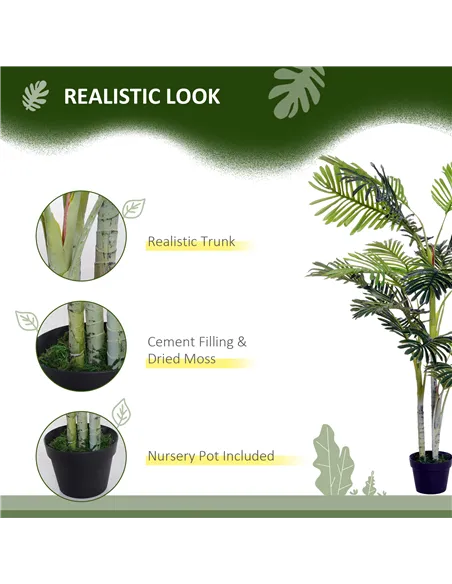 Outsunny 2 Ball Topiary Tree in Pot for Home Decor, Artificial Plant for Home Office, Living Room Decor, Dark Green