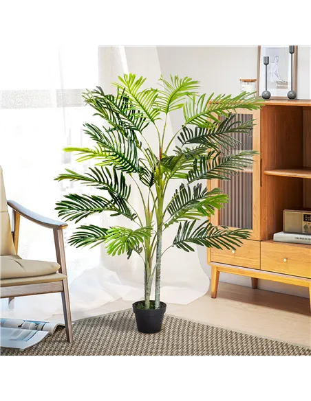 Outsunny 2 Ball Topiary Tree in Pot for Home Decor, Artificial Plant for Home Office, Living Room Decor, Dark Green