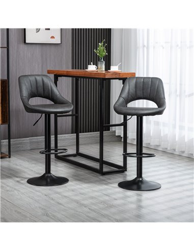 HOMCOM Bar Stools Set of 2, Swivel Counter Height Barstools with Back, Adjustable PU Leather Bar Chairs, Modern Armless Kitchen 