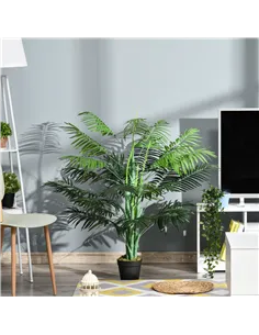 Outsunny 125cm/4FT Artificial Palm Plant Decorative Tree with Nursery Pot, Fake Plastic Indoor Outdoor Home Office Décor, Green 2