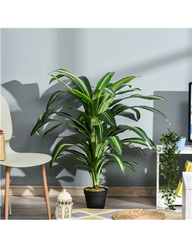 Outsunny Artificial Plant in Pot, Fake Plant for Home Indoor Decor, 110cm, Green