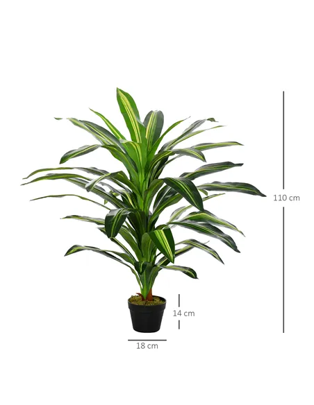 Outsunny Artificial Plant in Pot, Fake Plant for Home Indoor Decor, 110cm, Green