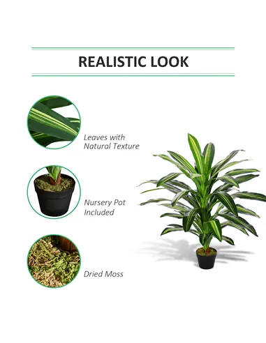 Outsunny Artificial Plant in Pot, Fake Plant for Home Indoor Decor, 110cm, Green