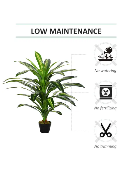 Outsunny Artificial Plant in Pot, Fake Plant for Home Indoor Decor, 110cm, Green