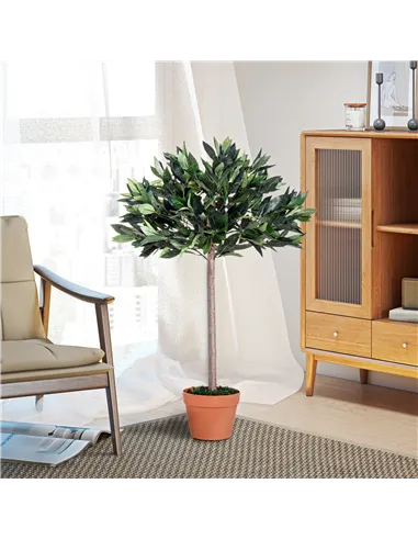 Outsunny 3ft Artificial Olive Tree Indoor Plant Greenery for Home Office Potted in An Orange Pot