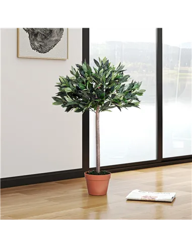 Outsunny 3ft Artificial Olive Tree Indoor Plant Greenery for Home Office Potted in An Orange Pot