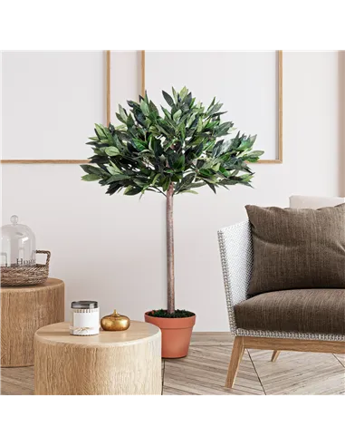 Outsunny 3ft Artificial Olive Tree Indoor Plant Greenery for Home Office Potted in An Orange Pot