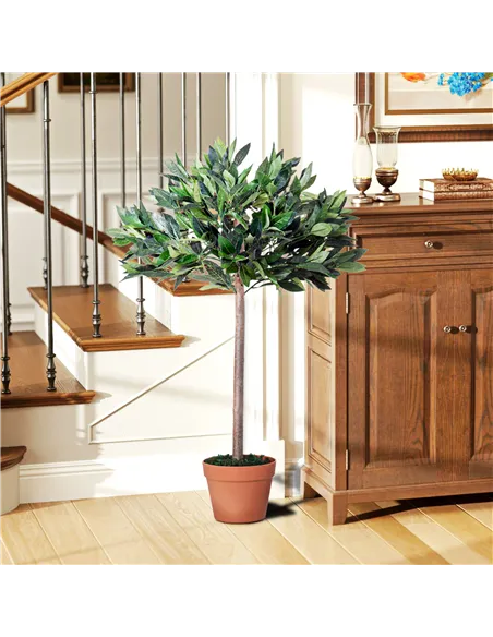 Outsunny 3ft Artificial Olive Tree Indoor Plant Greenery for Home Office Potted in An Orange Pot