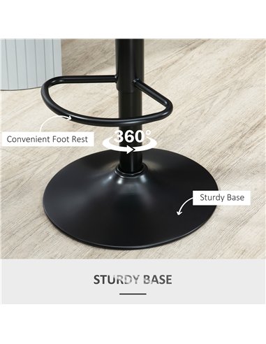 HOMCOM Bar Stools Set of 2, Swivel Counter Height Barstools with Back, Adjustable PU Leather Bar Chairs, Modern Armless Kitchen 