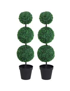 Outsunny Artificial Plants Honeysuckle Flower in Pot Fake Plants with Curved Boots for Indoor 15x15x150cm White