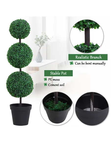 Outsunny Artificial Plants Honeysuckle Flower in Pot Fake Plants with Curved Boots for Indoor 15x15x150cm White