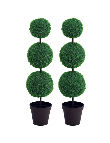 Outsunny Artificial Plants Honeysuckle Flower in Pot Fake Plants with Curved Boots for Indoor 15x15x150cm White
