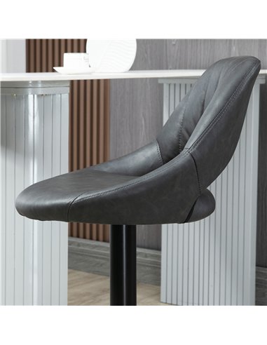 HOMCOM Bar Stools Set of 2, Swivel Counter Height Barstools with Back, Adjustable PU Leather Bar Chairs, Modern Armless Kitchen 