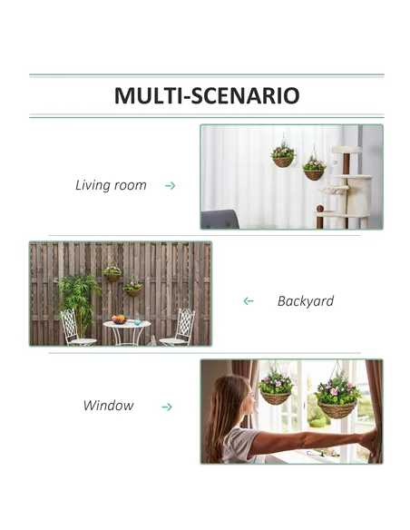 Outsunny Set of Two Hanging Lisianthus Flower Pots - Pink/Green