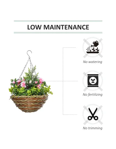 Outsunny Set of Two Hanging Lisianthus Flower Pots - Pink/Green