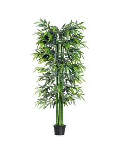Outsunny 6ft Artificial Bamboo Tree Plant Greenery in A Pot for Home Office Planter 1.8M