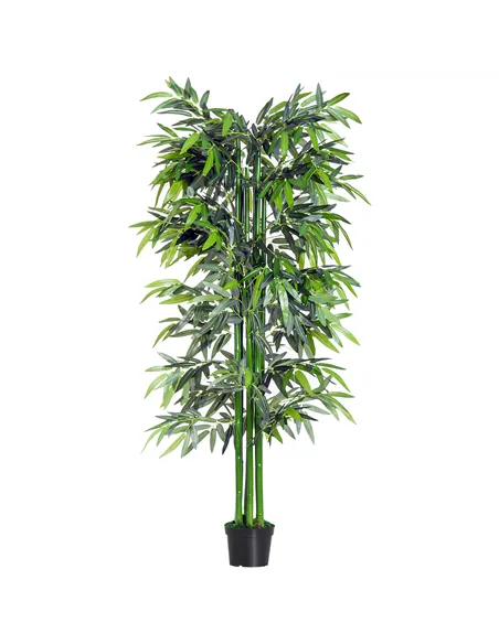Outsunny 6ft Artificial Bamboo Tree Plant Greenery in A Pot for Home Office Planter 1.8M