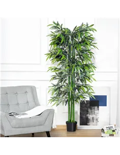 Outsunny 6ft Artificial Bamboo Tree Plant Greenery in A Pot for Home Office Planter 1.8M 2