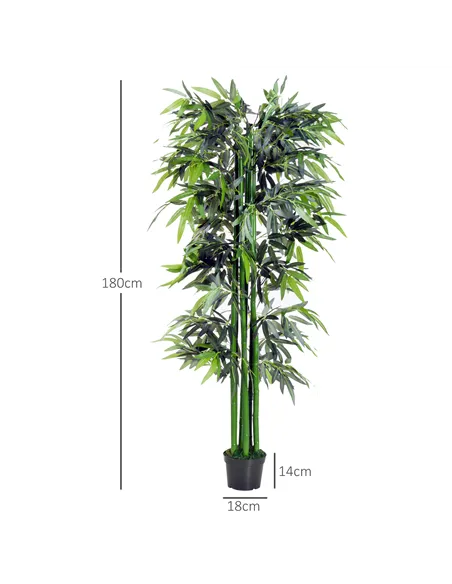 Outsunny 6ft Artificial Bamboo Tree Plant Greenery in A Pot for Home Office Planter 1.8M