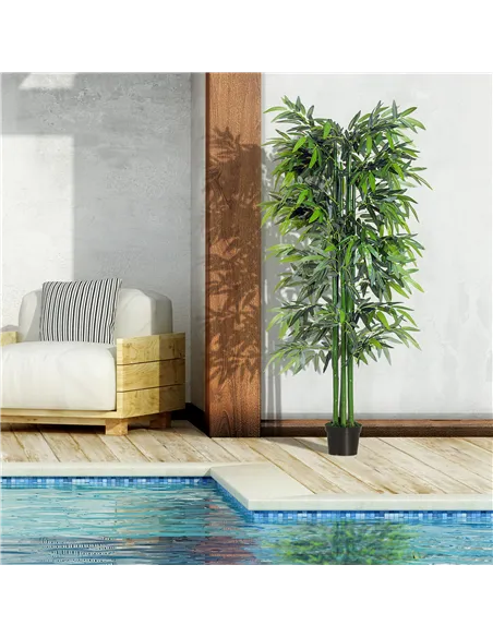 Outsunny 6ft Artificial Bamboo Tree Plant Greenery in A Pot for Home Office Planter 1.8M