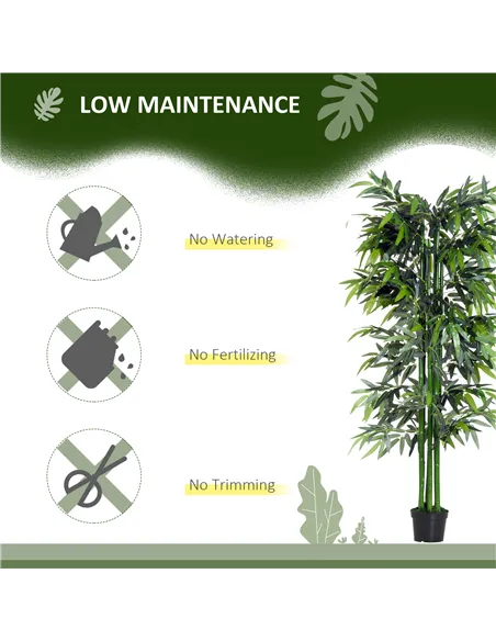 Outsunny 6ft Artificial Bamboo Tree Plant Greenery in A Pot for Home Office Planter 1.8M
