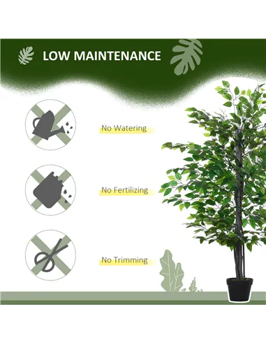 Outsunny 145cm Artificial Banyan Plant Faux Decorative Tree w/ Cement Pot Vibrant Greenery Shrubbery Indoor Outdoor Accessory