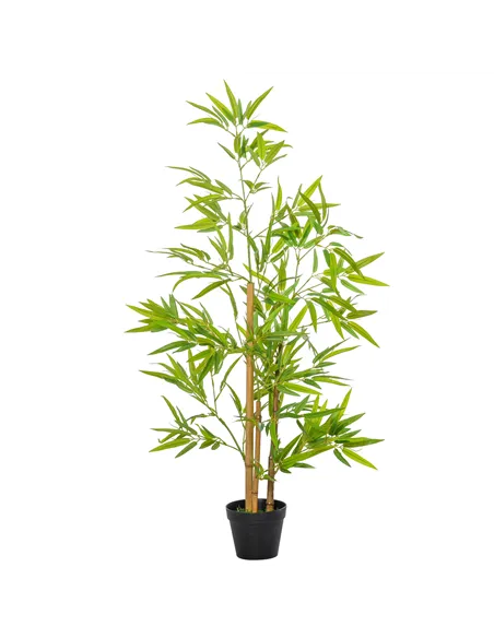 Outsunny Artificial Ficus Tree, with Weighted Plant Pot - Green