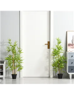 Outsunny Artificial Ficus Tree, with Weighted Plant Pot - Green 2