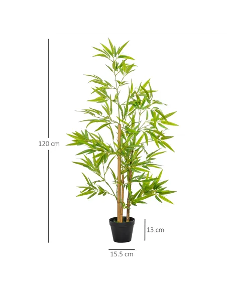 Outsunny Artificial Ficus Tree, with Weighted Plant Pot - Green