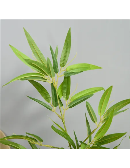 Outsunny Artificial Ficus Tree, with Weighted Plant Pot - Green
