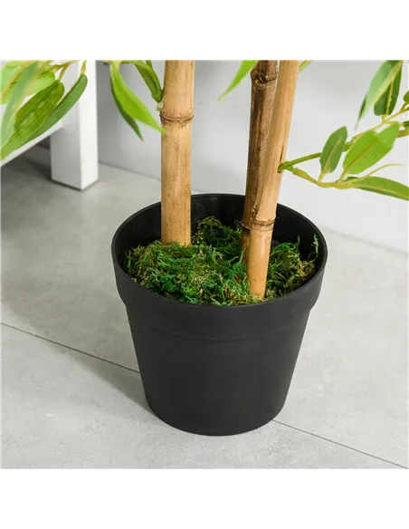 Outsunny Artificial Ficus Tree, with Weighted Plant Pot - Green