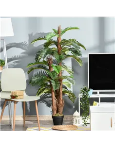 Outsunny Artificial Plant Tropical Palm in Pot, Fake Plants for Home Indoor Decor, 150cm, Green 2
