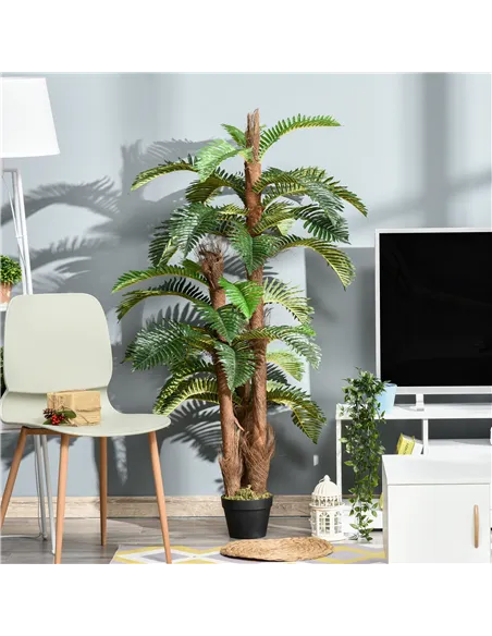 Outsunny Artificial Plant Tropical Palm in Pot, Fake Plants for Home Indoor Decor, 150cm, Green